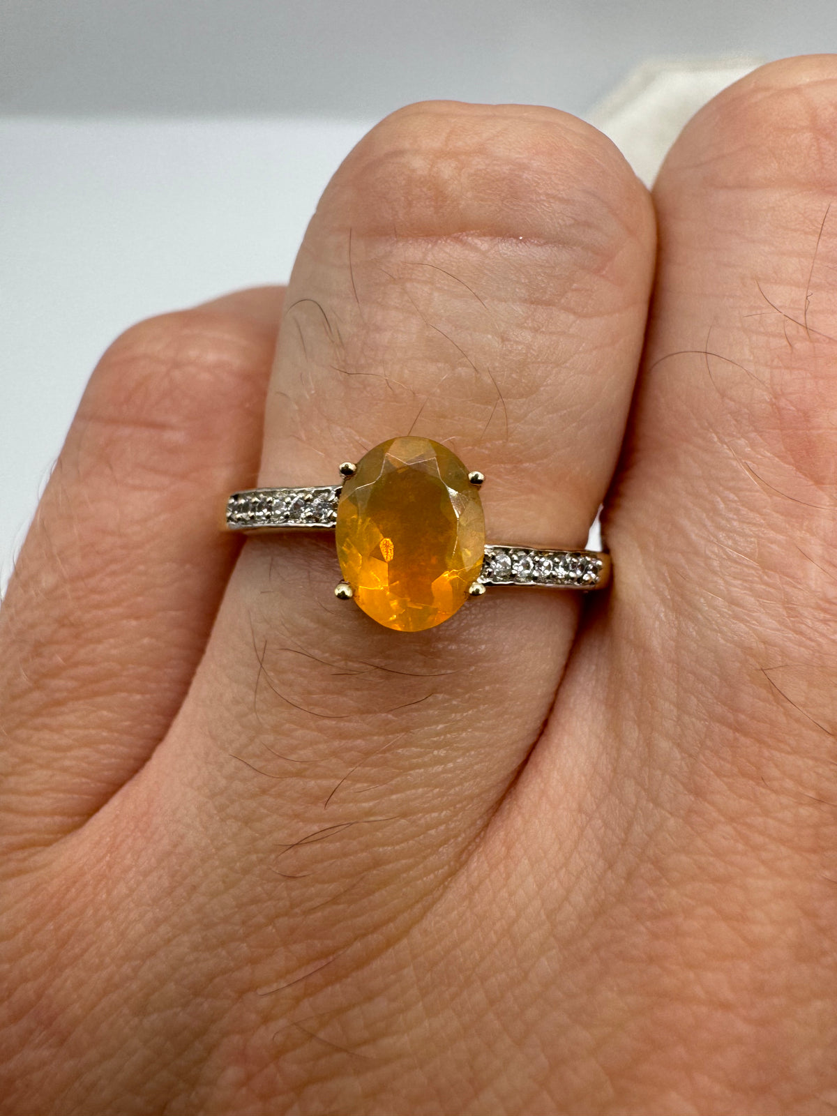 9ct gold opal and zircon ring