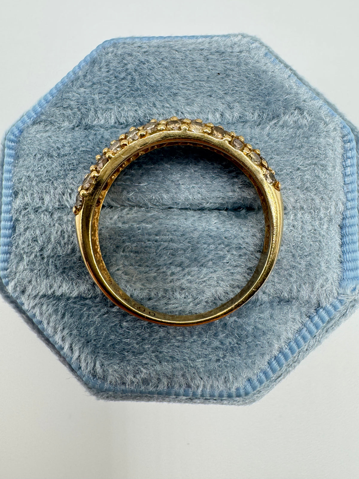 9ct gold 1ct champagne diamond half eternity ring