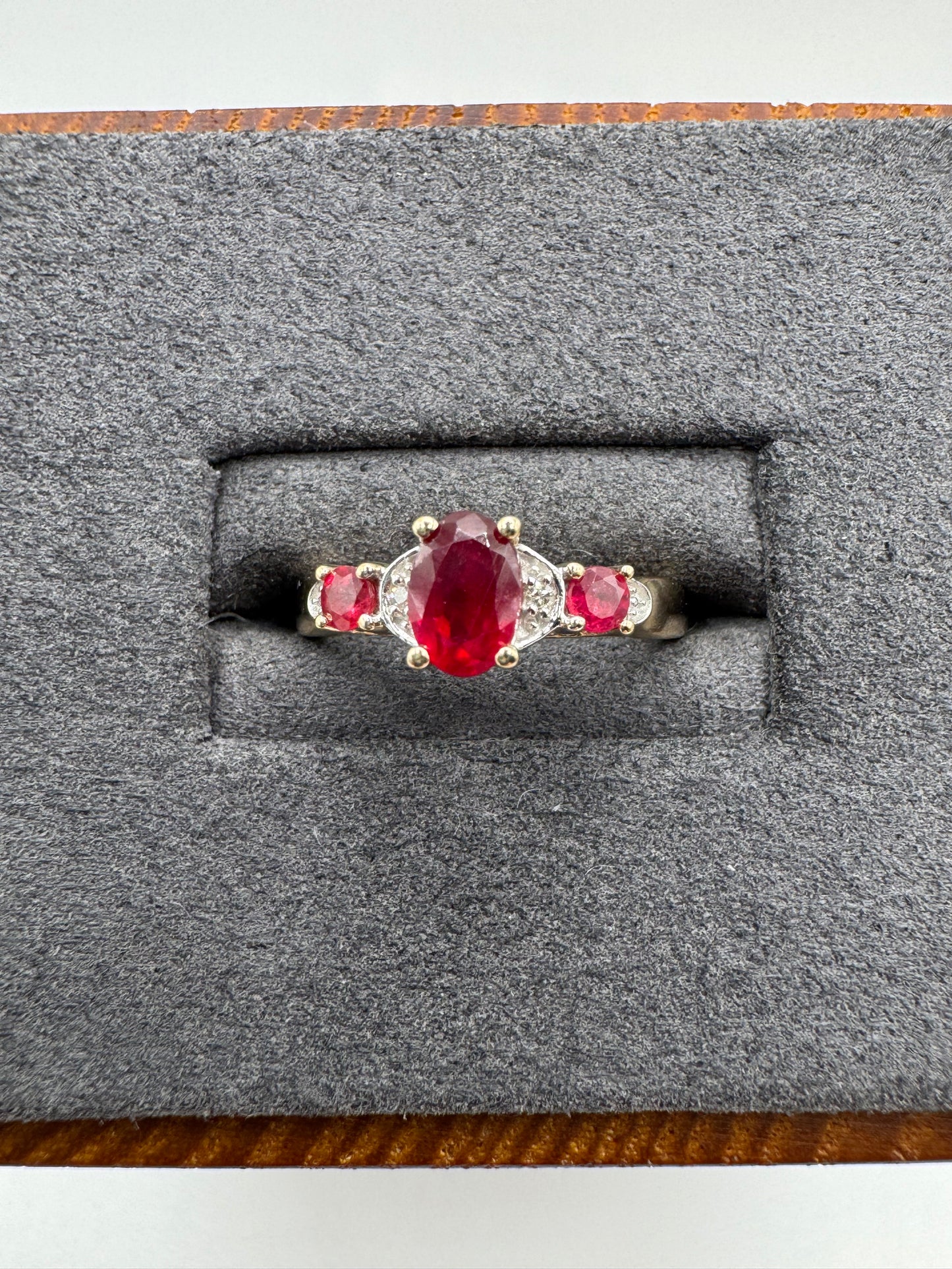 9ct gold ruby and diamond ring