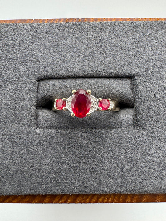 9ct gold ruby and diamond ring