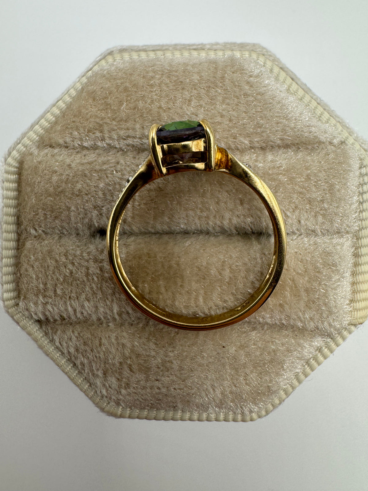 9ct gold mystic topaz and diamond ring