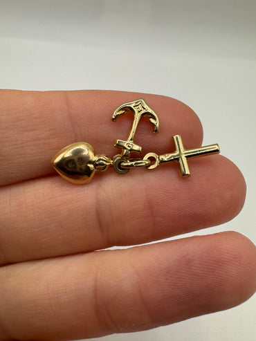 9ct gold hope, faith and charity charm