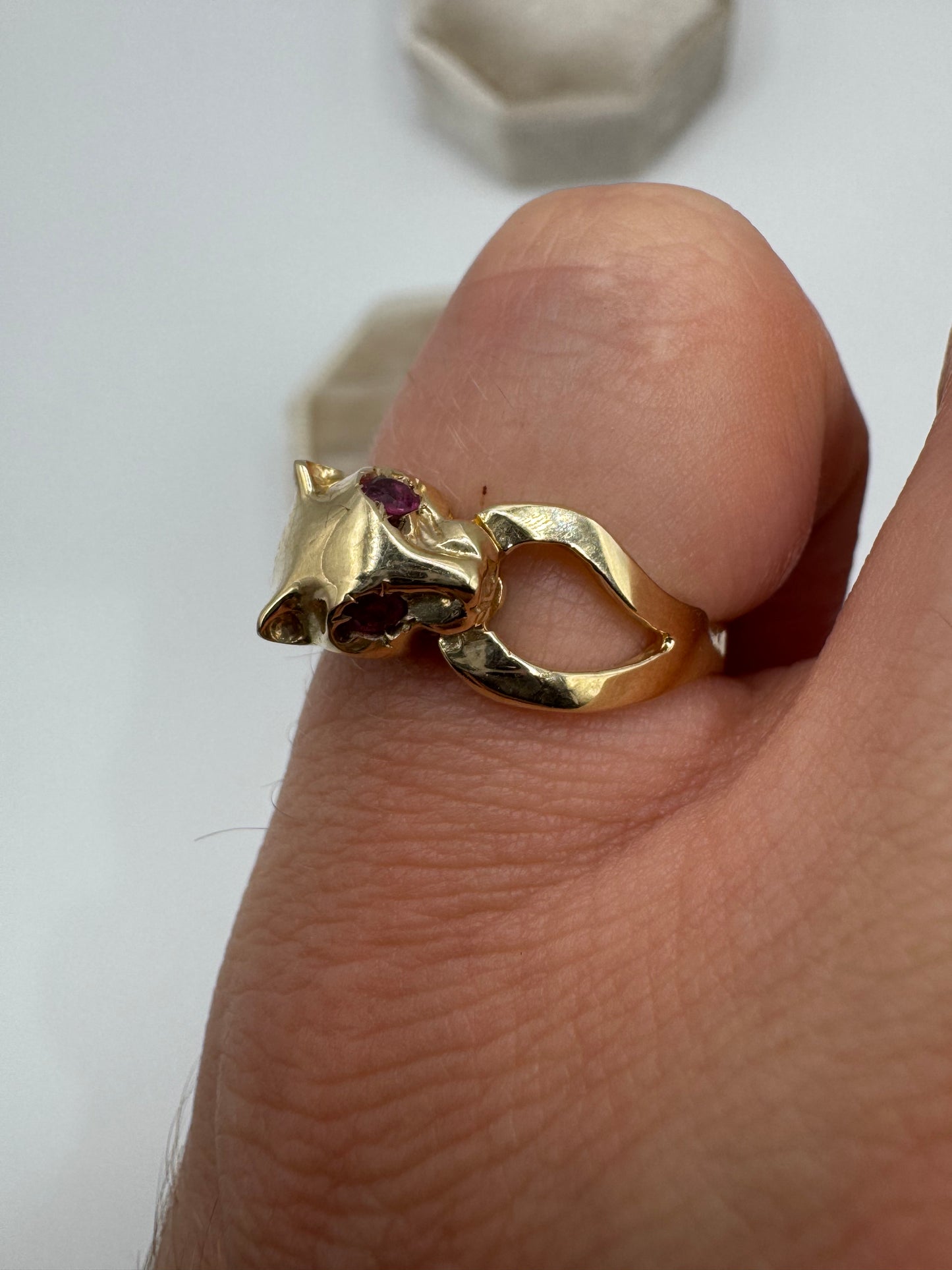 9ct gold ruby panther ring