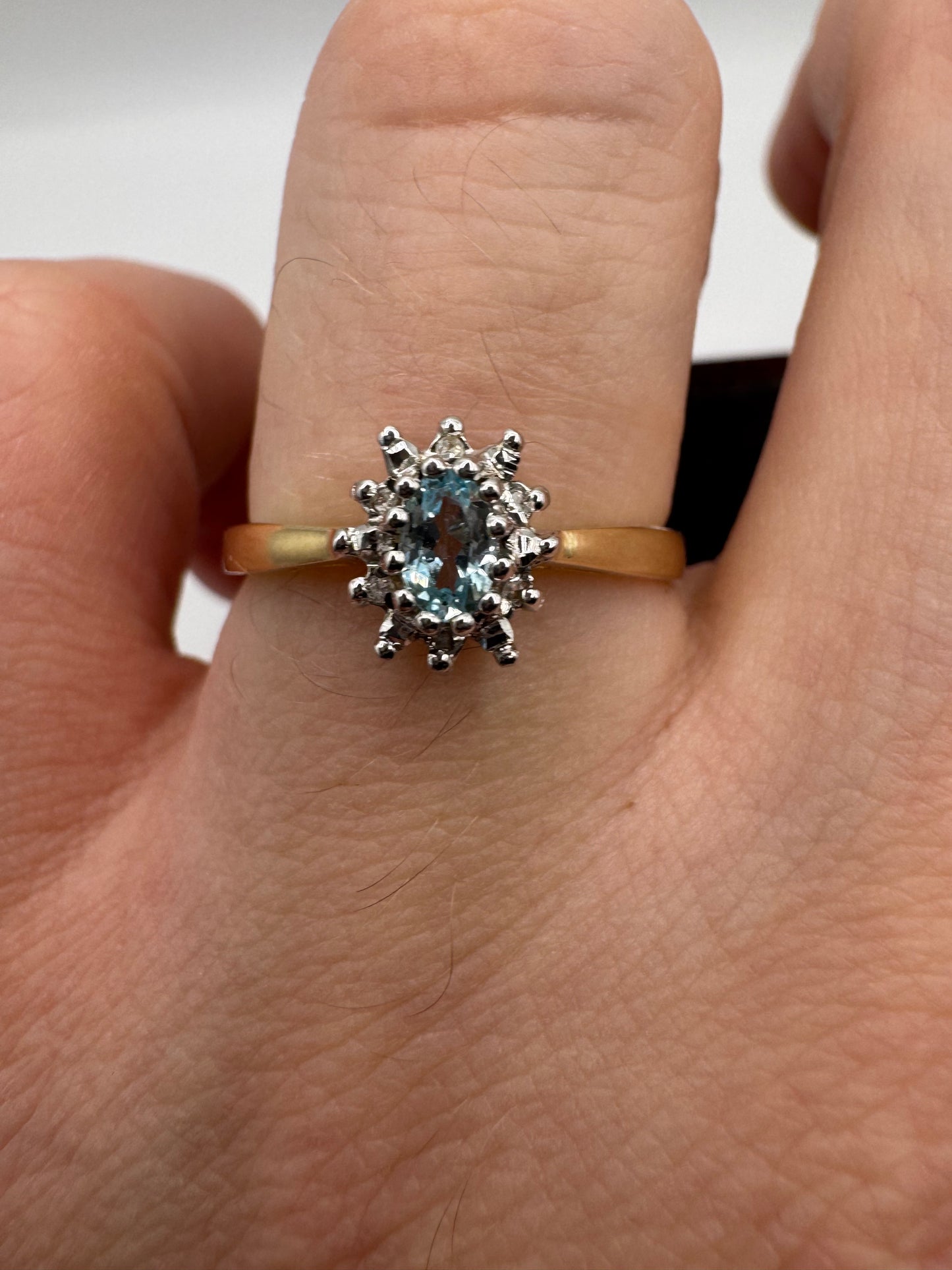 9ct gold topaz and diamond cluster ring