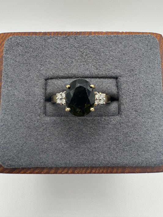 9ct gold tourmaline and diamond ring