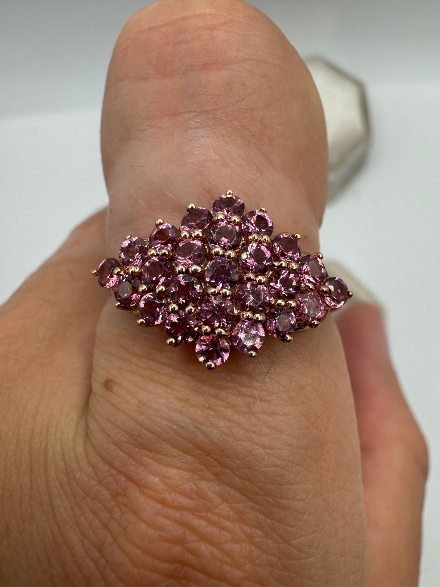 9ct rose gold pink sapphire cluster ring