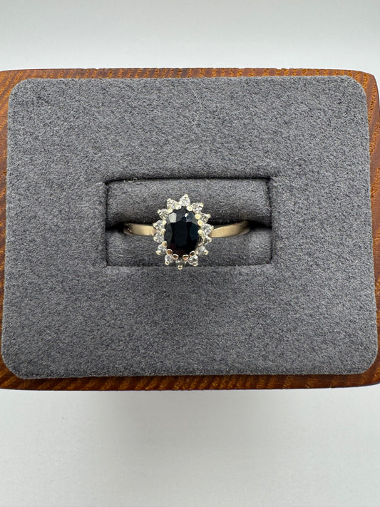 9ct gold sapphire and diamond ring