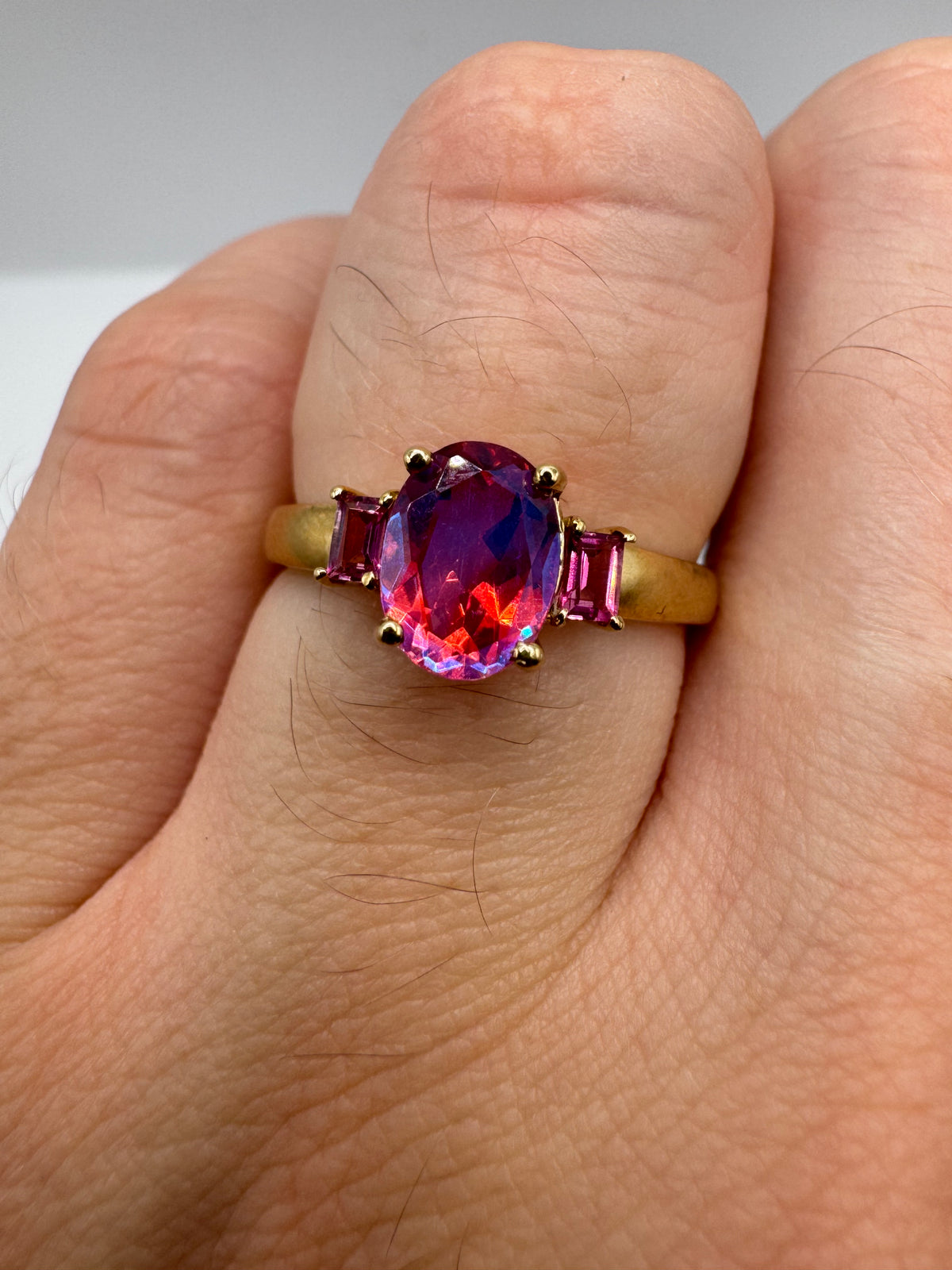 9ct gold mystic topaz ring