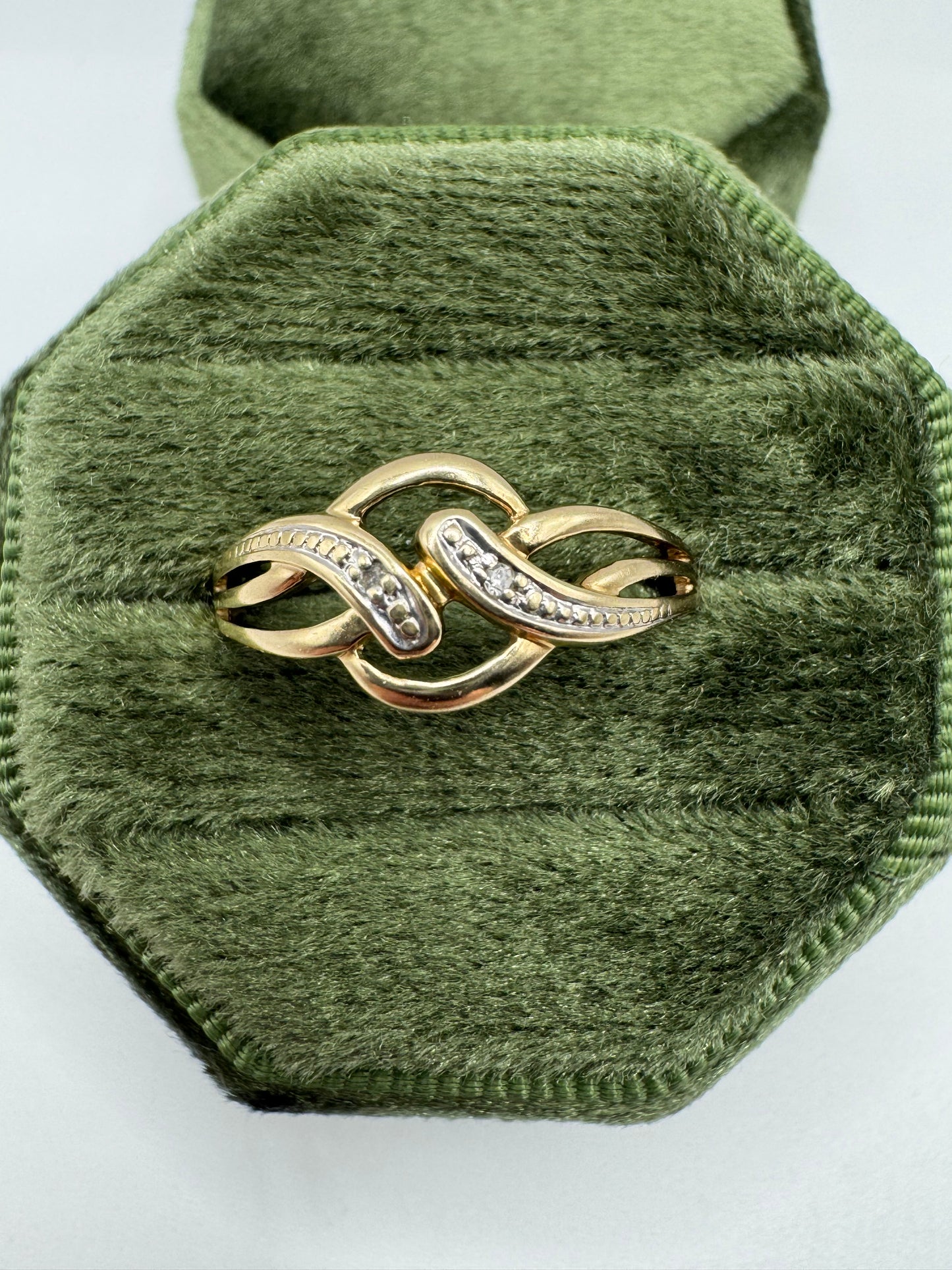 9ct gold diamond knot ring
