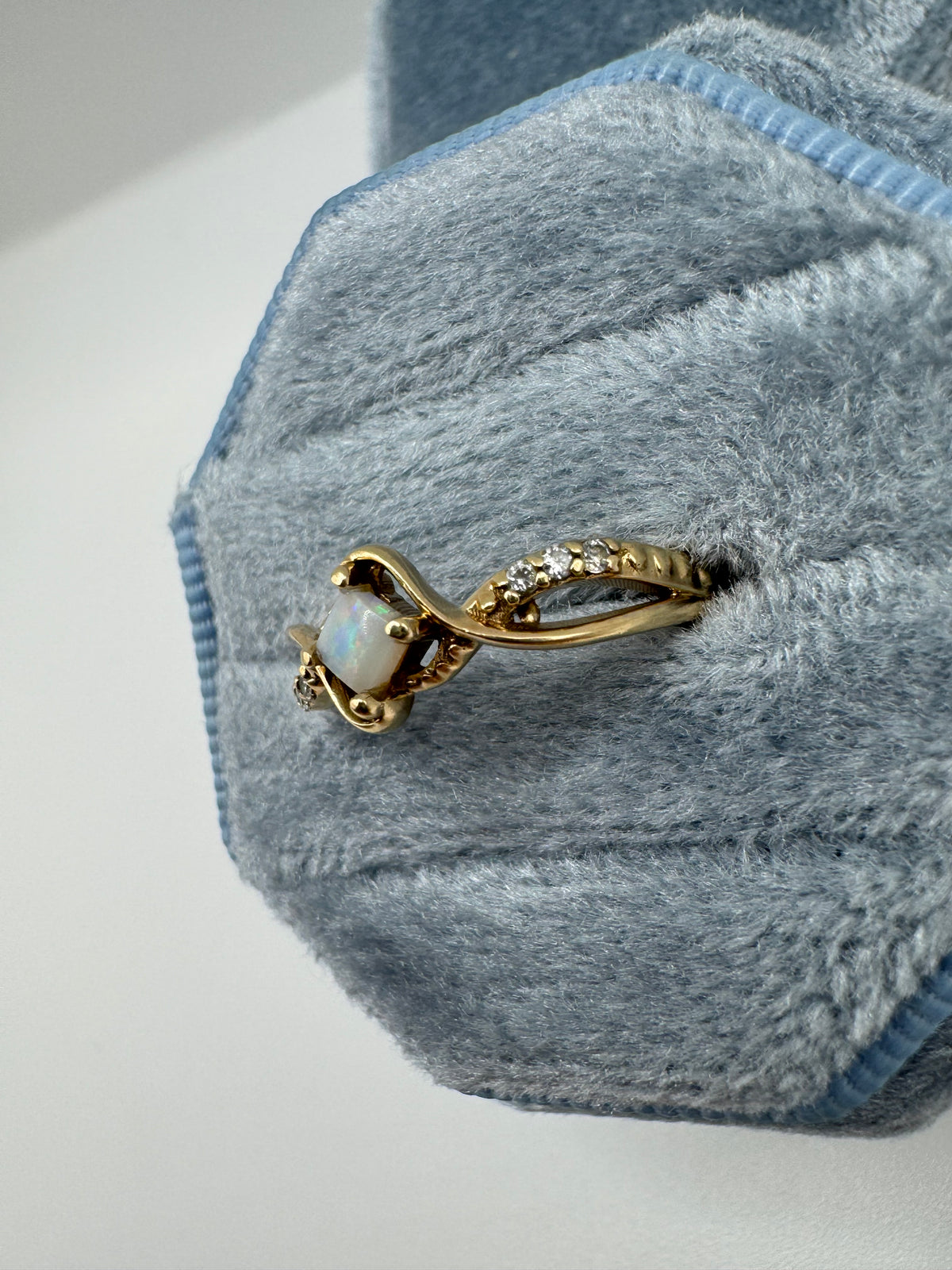 9ct gold opal and zircon ring