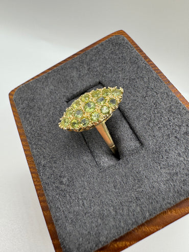 9ct gold peridot Navette ring