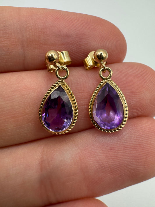 9ct gold amethyst earrings