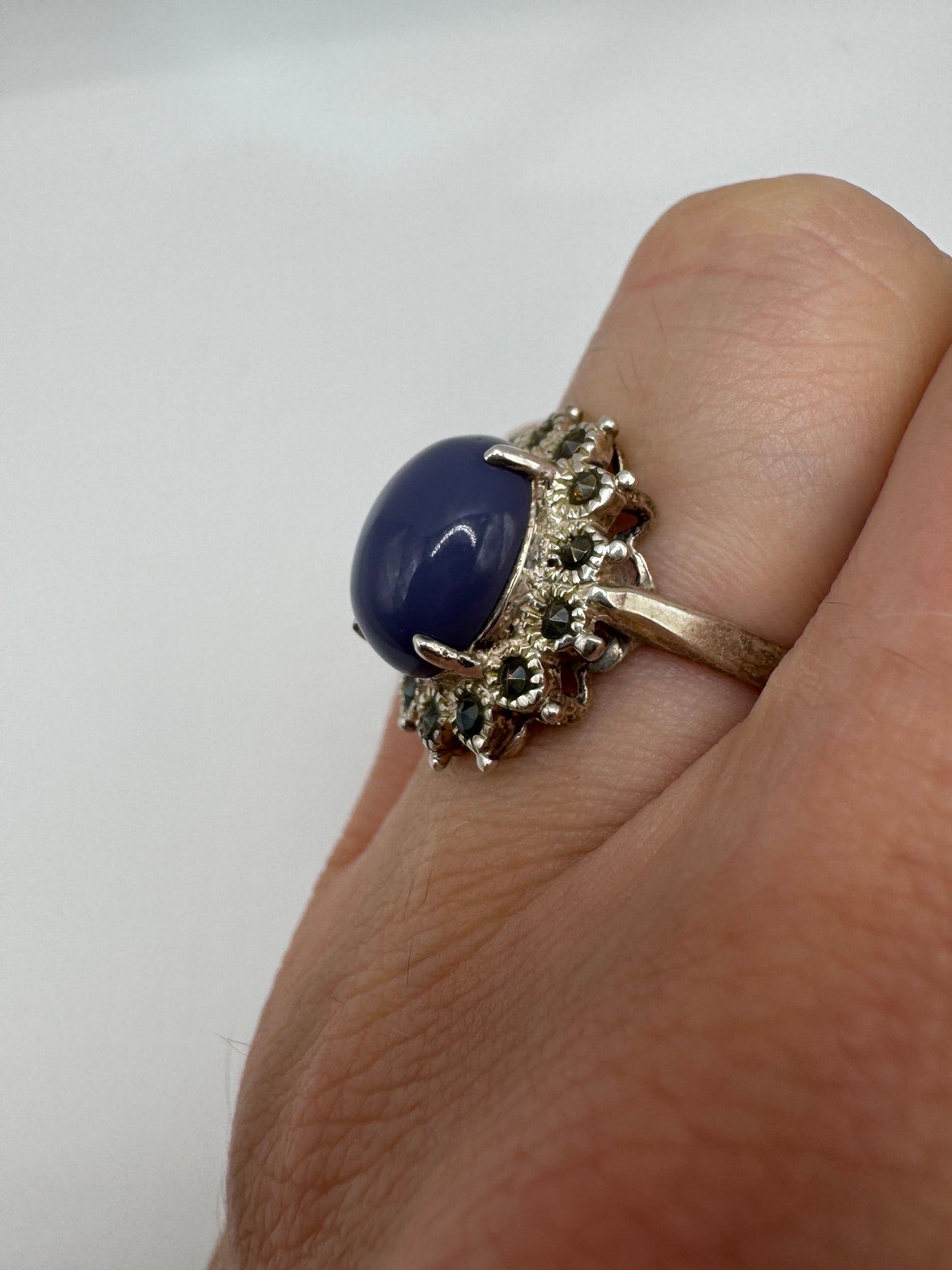Silver gemstone ring
