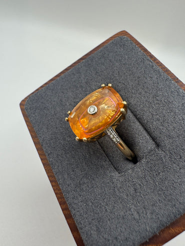9ct gold Glen Lehrer topaz and diamond ring