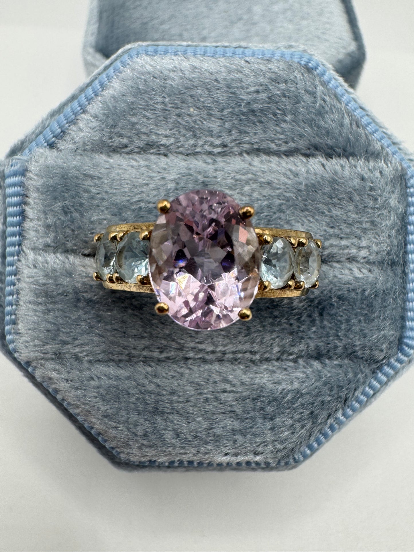 9ct gold morganite and topaz ring