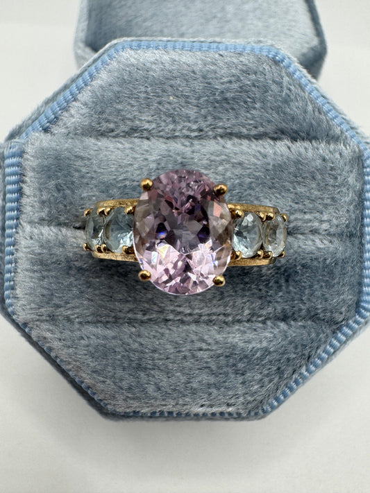 9ct gold morganite and topaz ring