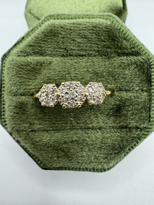 9ct gold 25 point diamond cluster ring