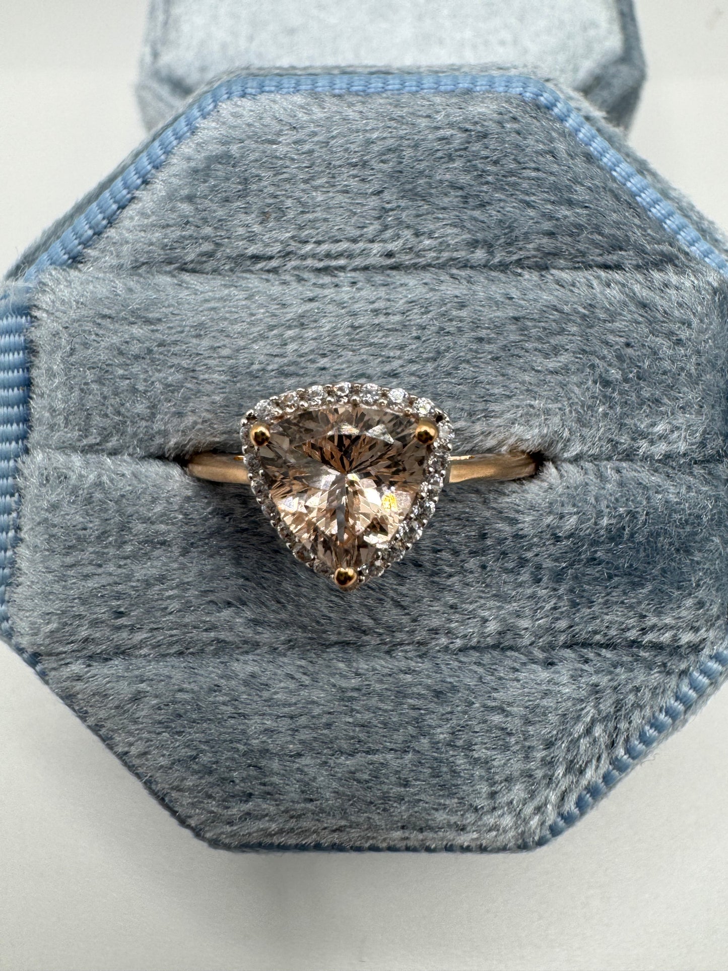 9ct rose gold morganite and zircon ring