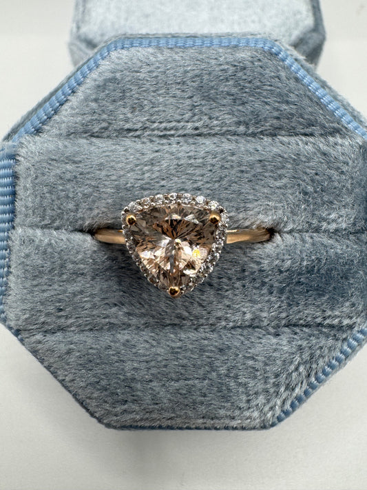 9ct rose gold morganite and zircon ring