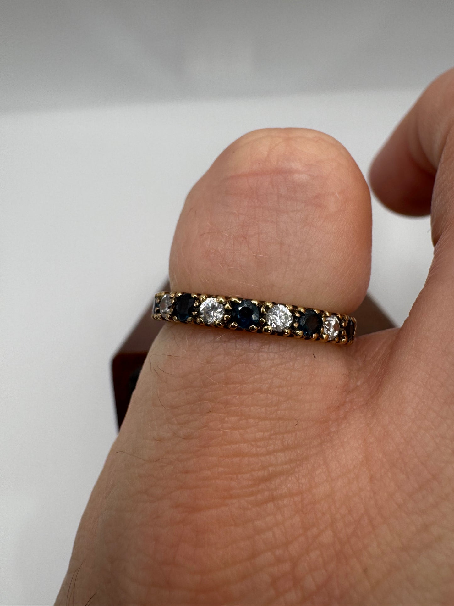 9ct gold topaz and cz half eternity ring
