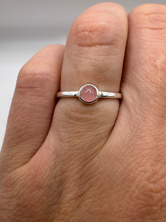 Silver rose quartz ring (6-L1/2)