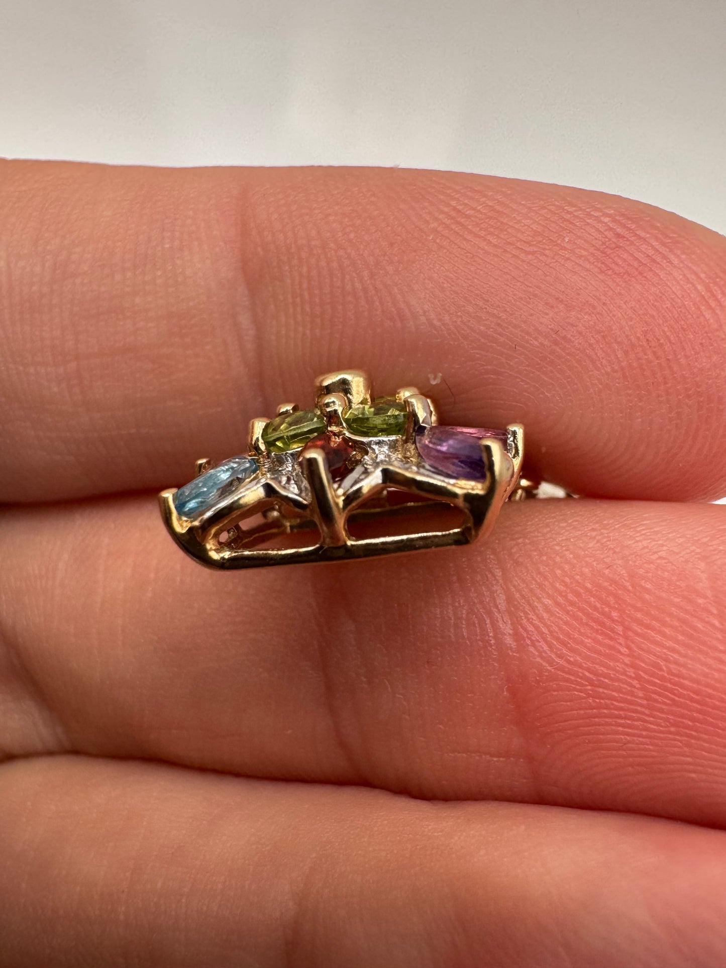 9ct gold multi-gem and diamond pendant