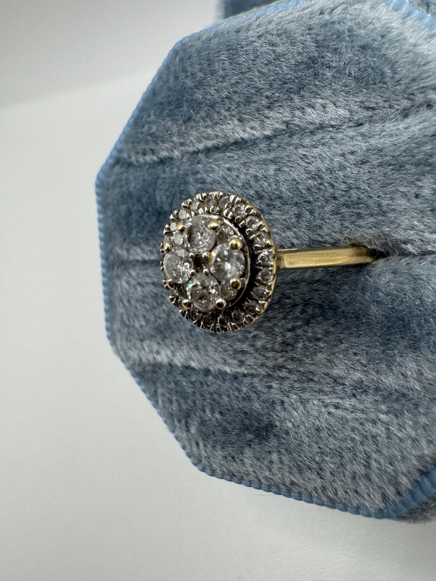 9ct gold 50 point diamond cluster ring