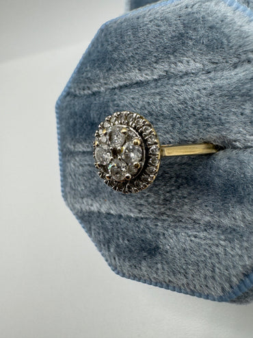 9ct gold 50 point diamond cluster ring