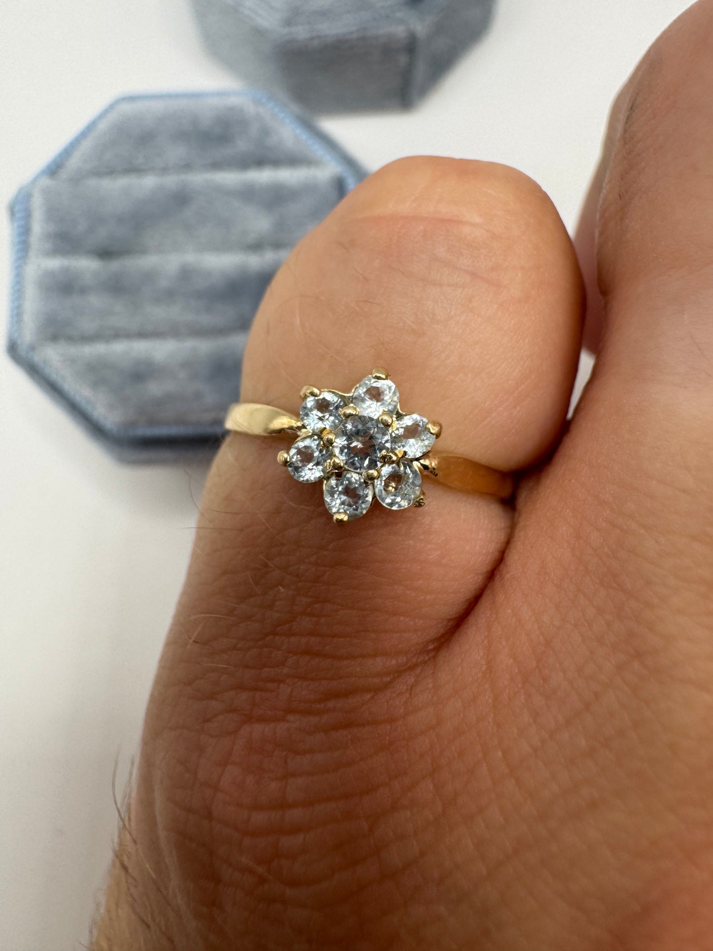 9ct gold blue topaz cluster ring