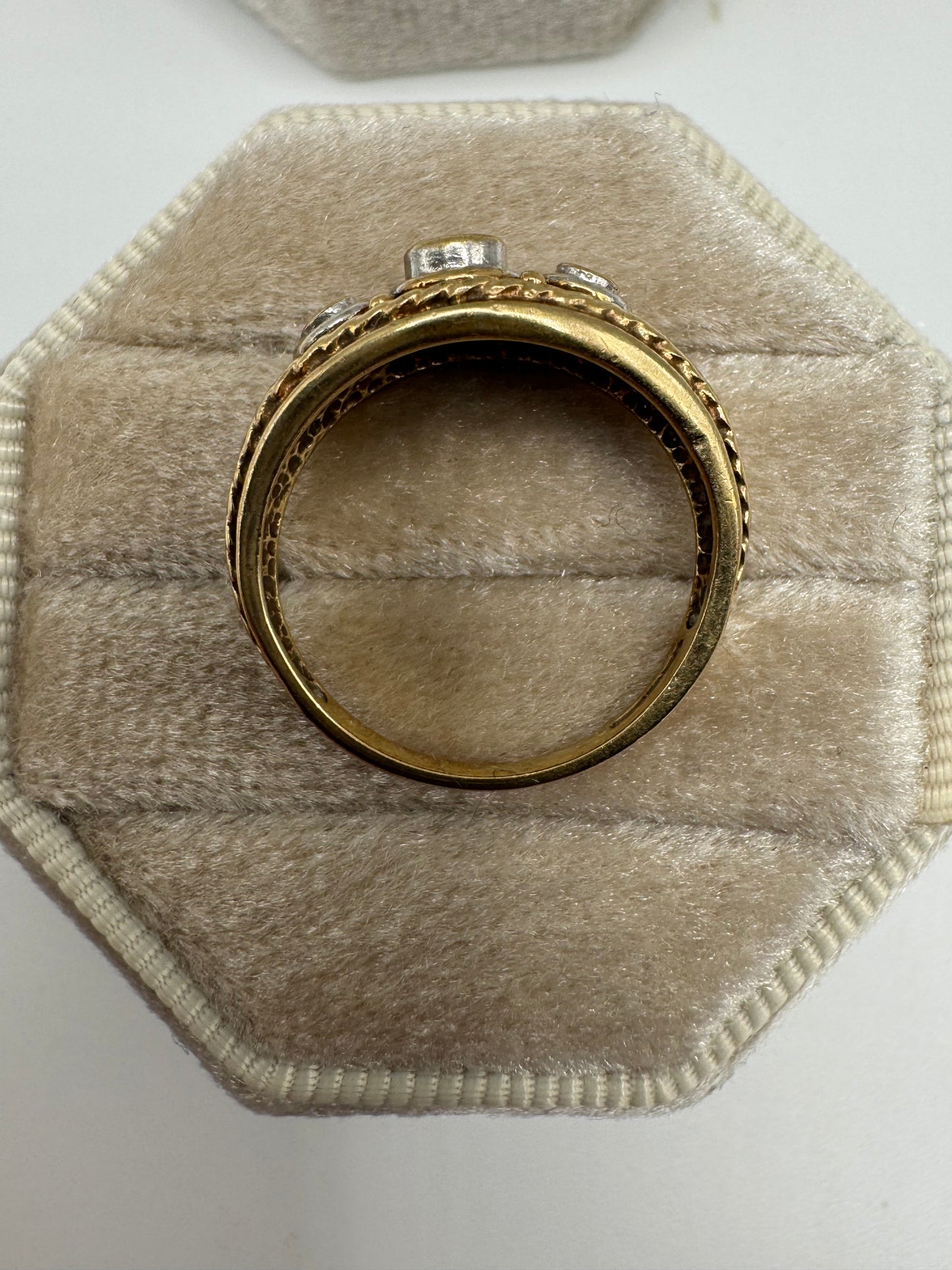 9ct gold sapphire and diamond gypsy ring
