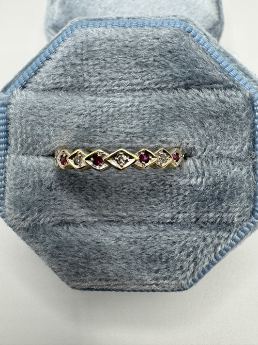 9ct gold ruby and diamond ring