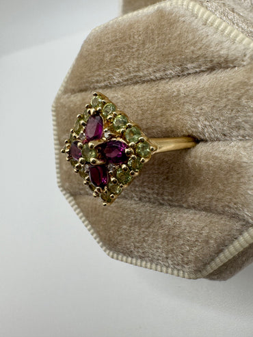 9ct gold tourmaline cluster ring