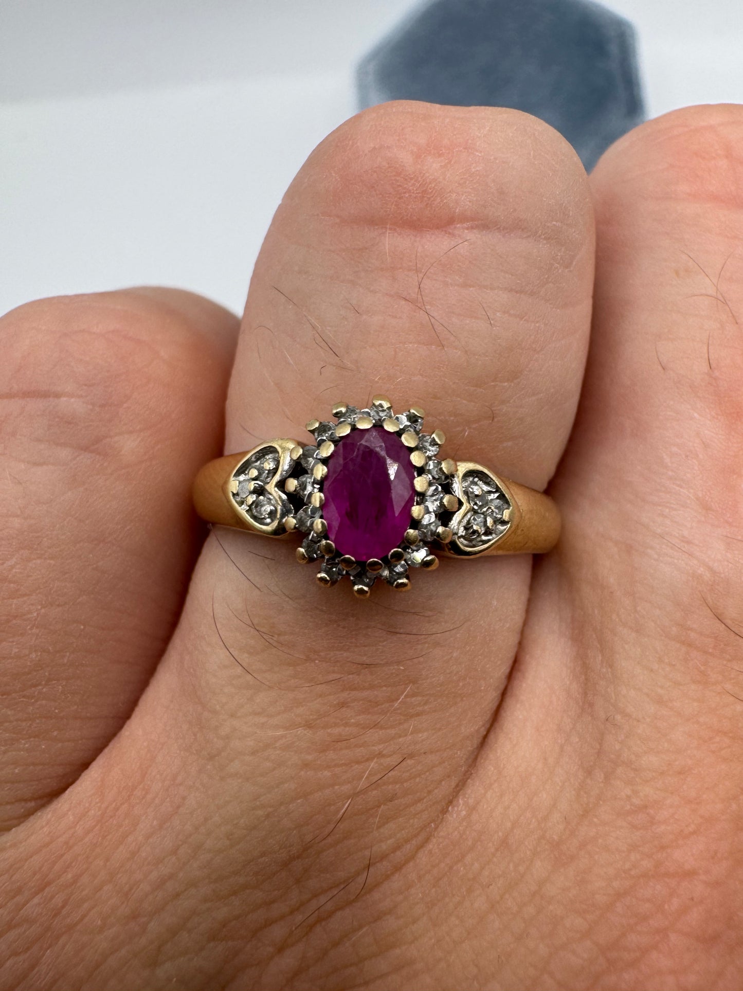 9ct gold ruby and diamond ring