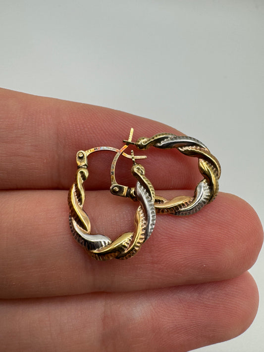 9ct gold twisted creole earrings