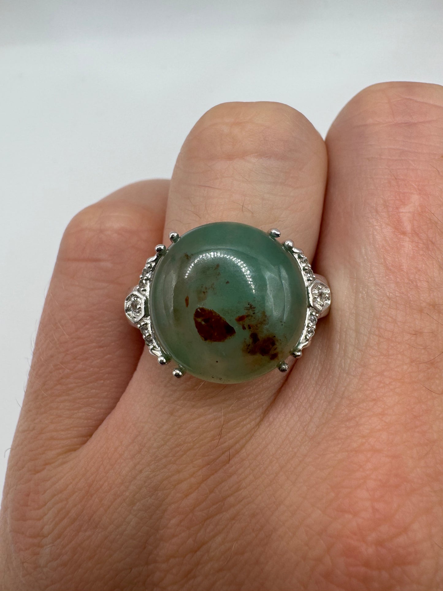 Silver aquaprase ring