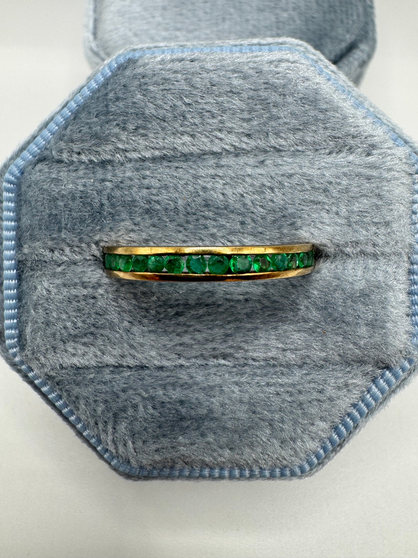 9ct gold emerald half eternity ring