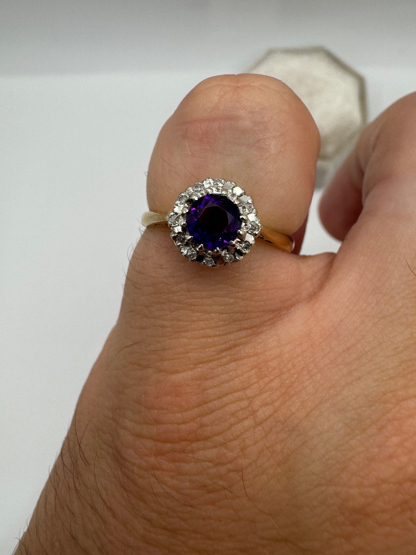 9ct gold amethyst and diamond ring