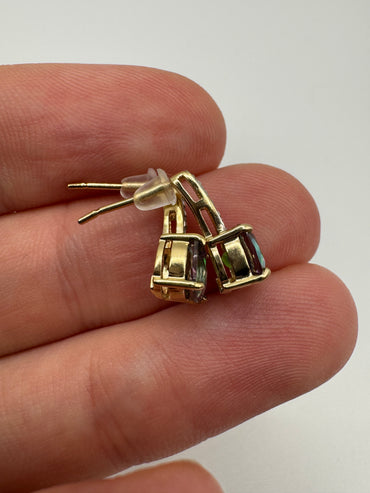 9ct gold mystic topaz and diamond earrings