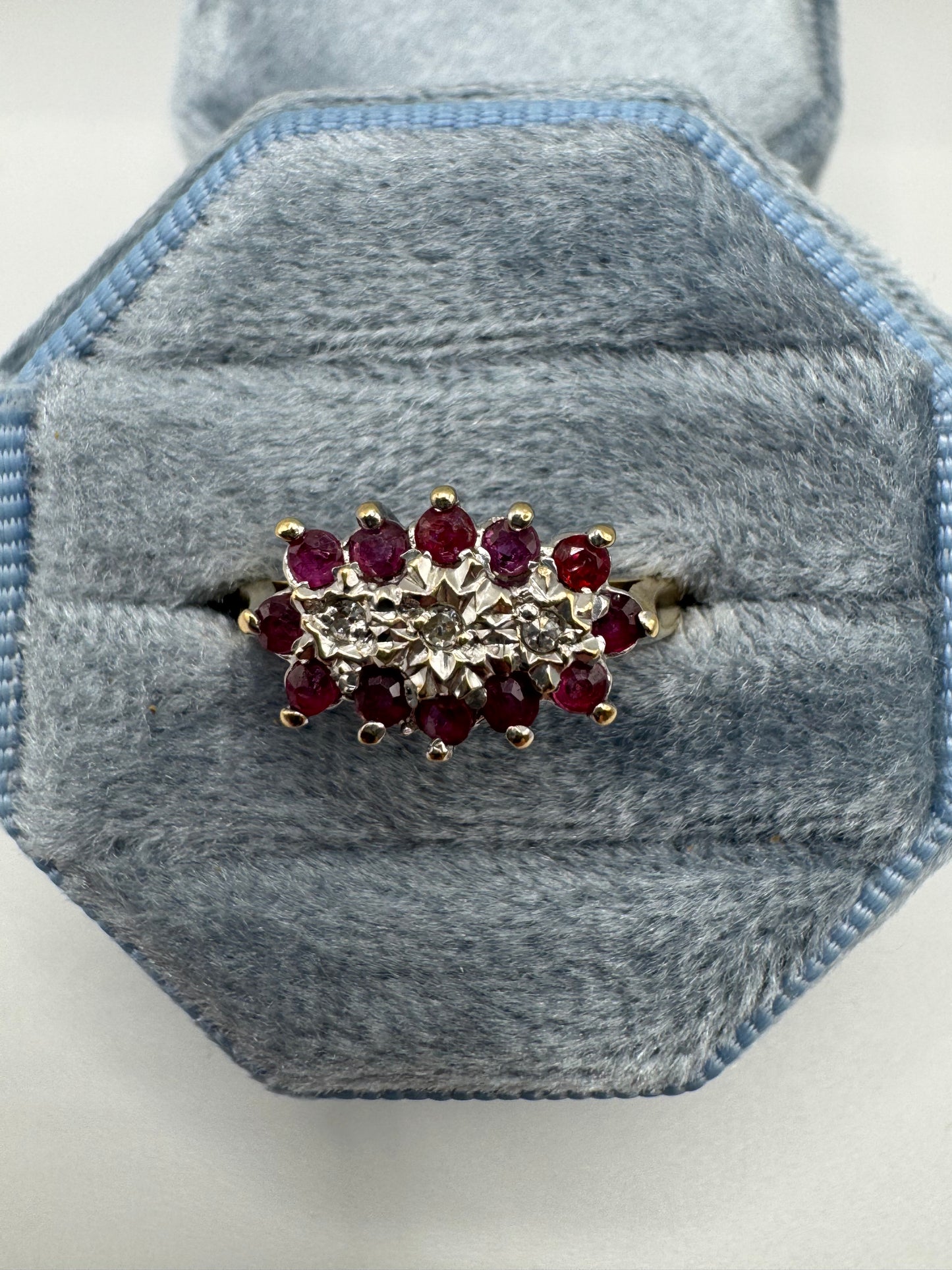 9ct gold ruby and diamond ring