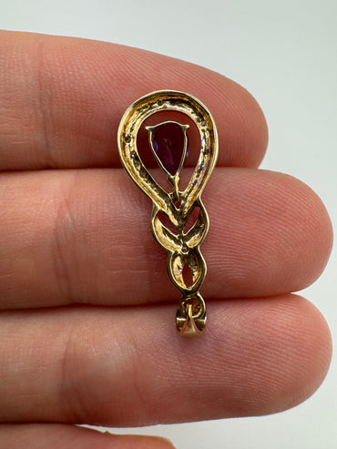 9ct gold amethyst and diamond pendant