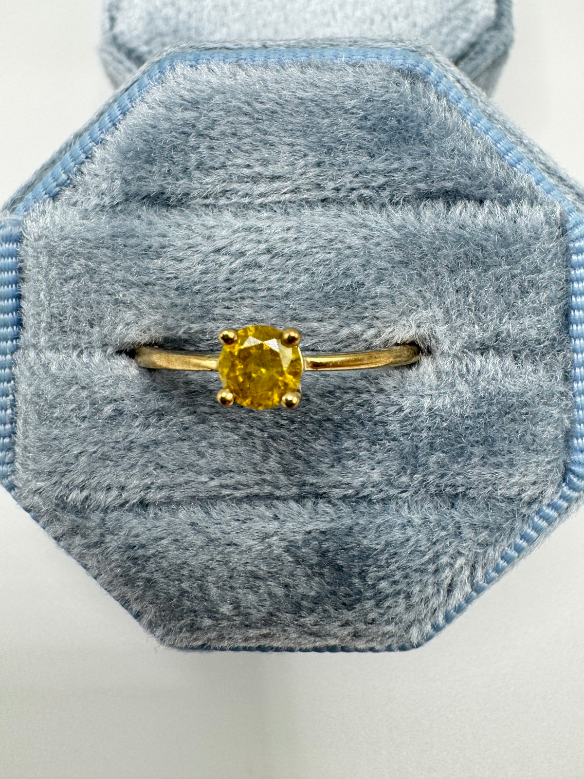 9ct gold yellow diamond solitaire ring