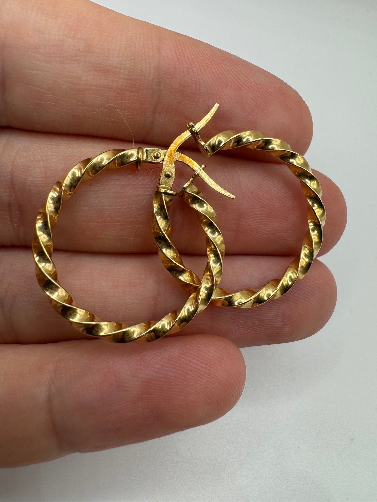 9ct gold twisted Creole earrings