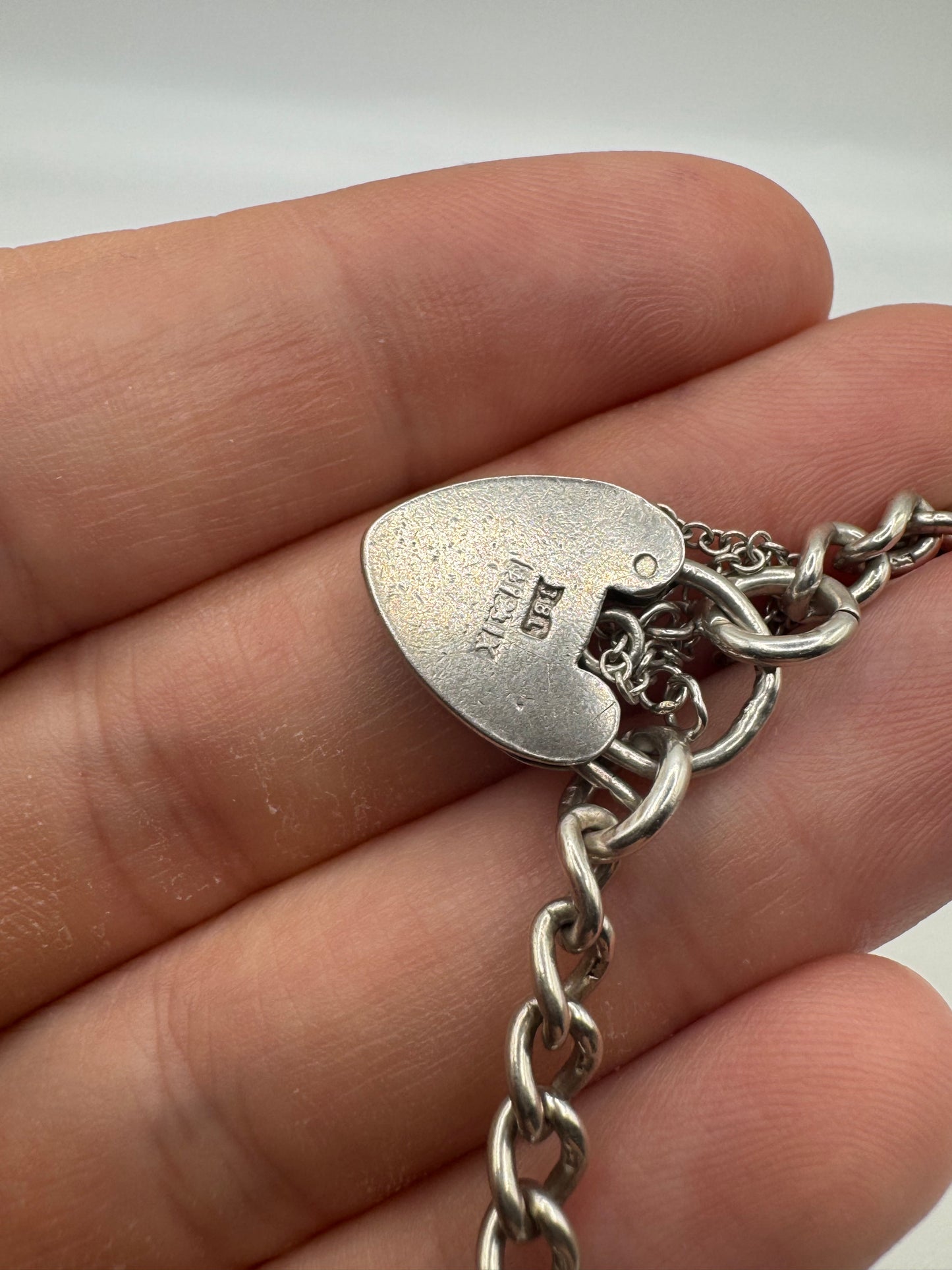 Silver padlock bracelet