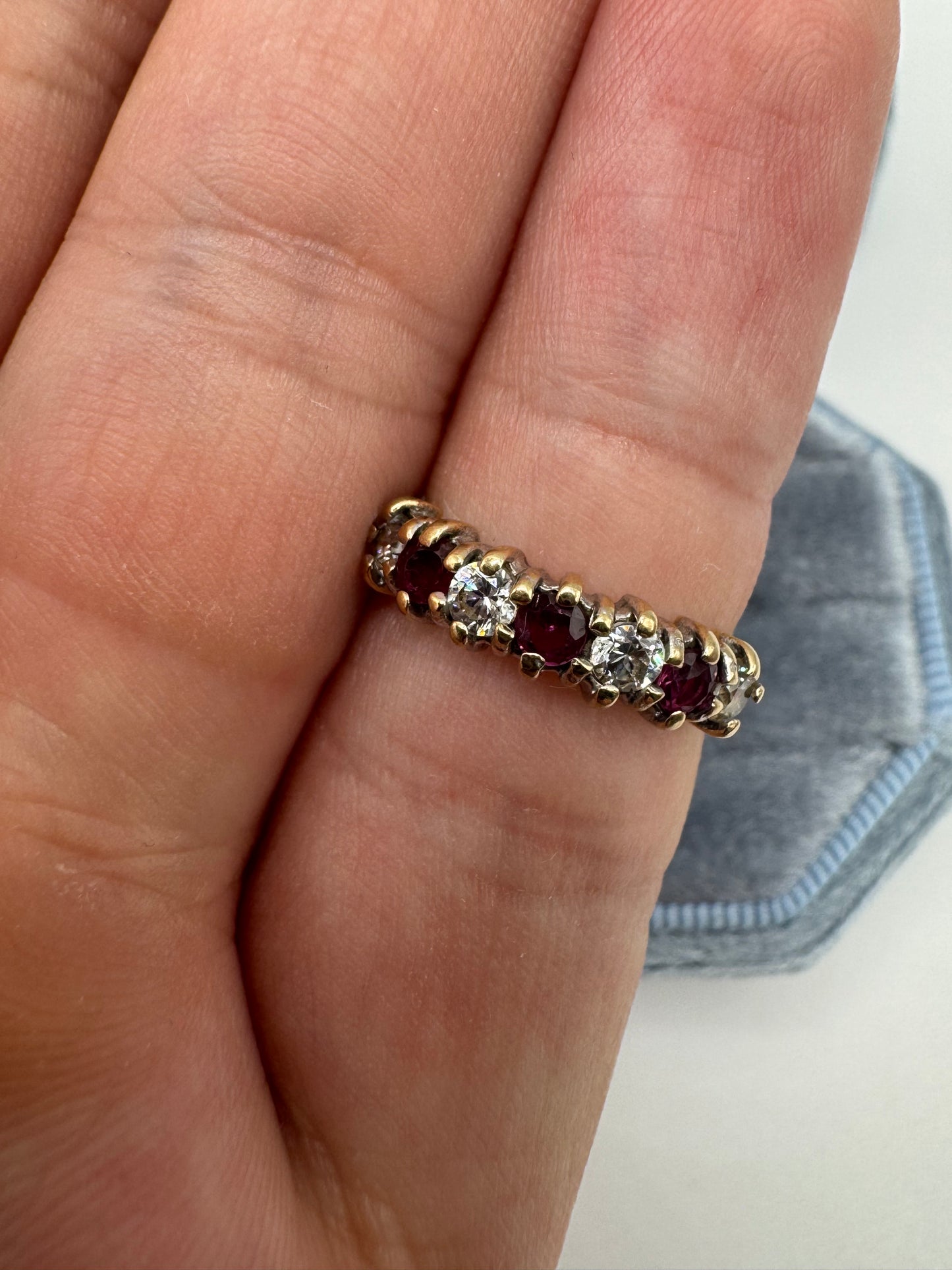 9ct gold ruby and cz ring