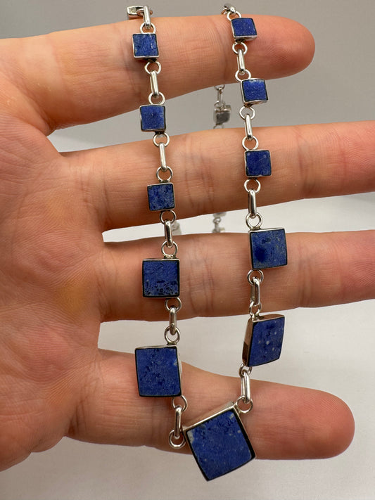 Silver sodalite necklace