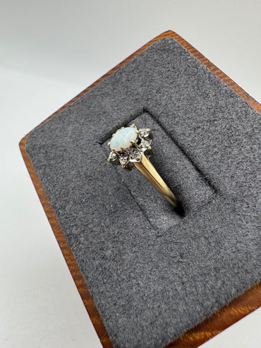 9ct gold opal and diamond ring