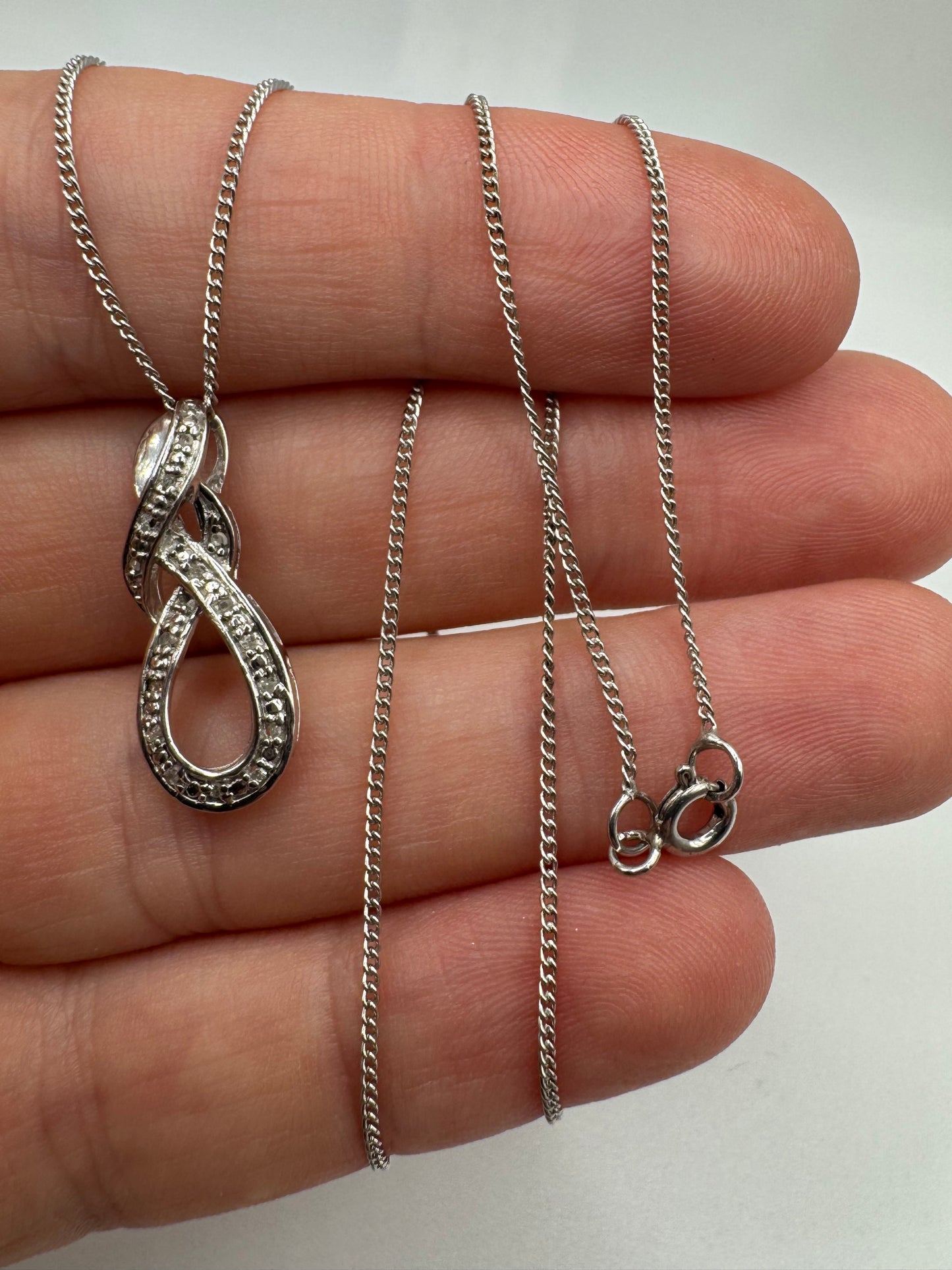 Silver diamond cluster necklace