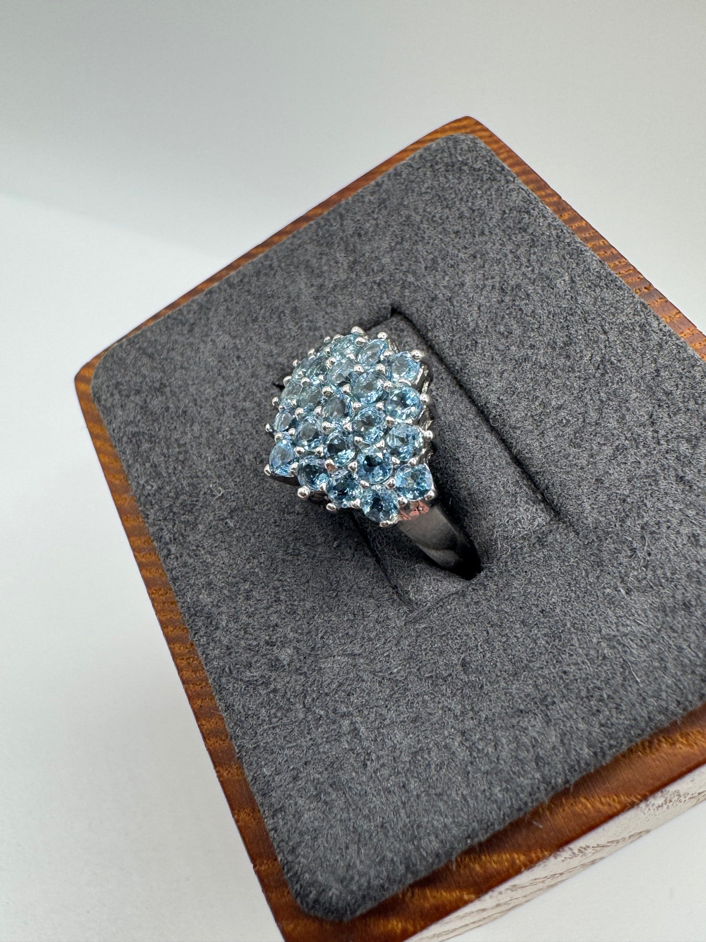 9ct white gold topaz cluster ring