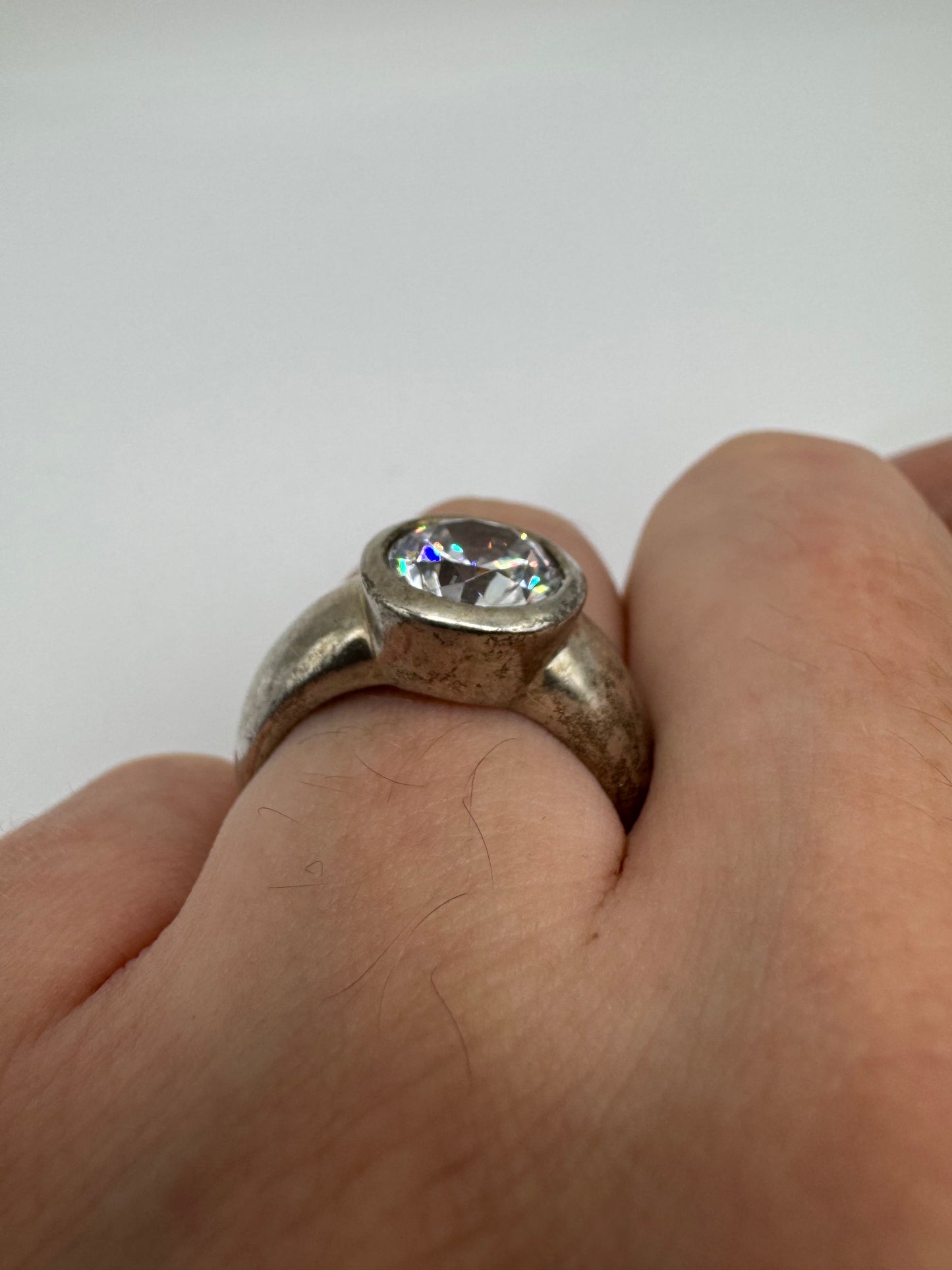 Silver cz ring (7.25-O)