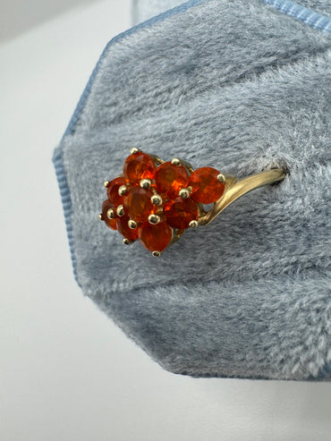 9ct gold fire opal cluster ring